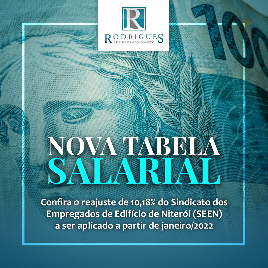 Nova tabela salarial – Sindicato dos Empregados de Edifício de Niterói (SEEN) – Janeiro/2022