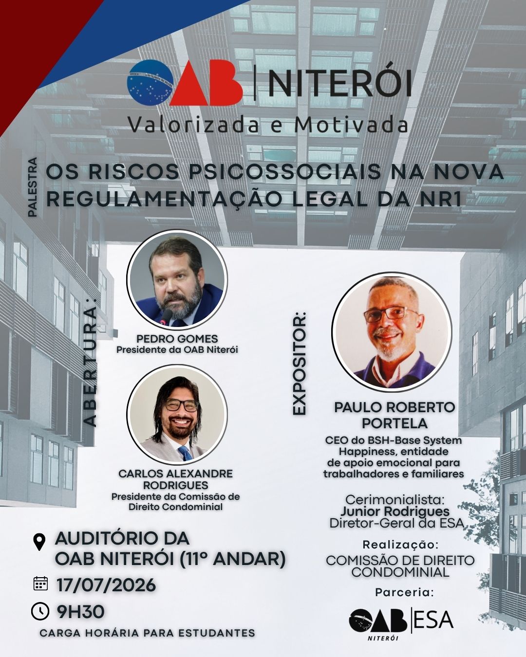 Palestra na OAB Niterói: “Os Riscos Psicossociais na nova Regulamentação Legal da NR-1”